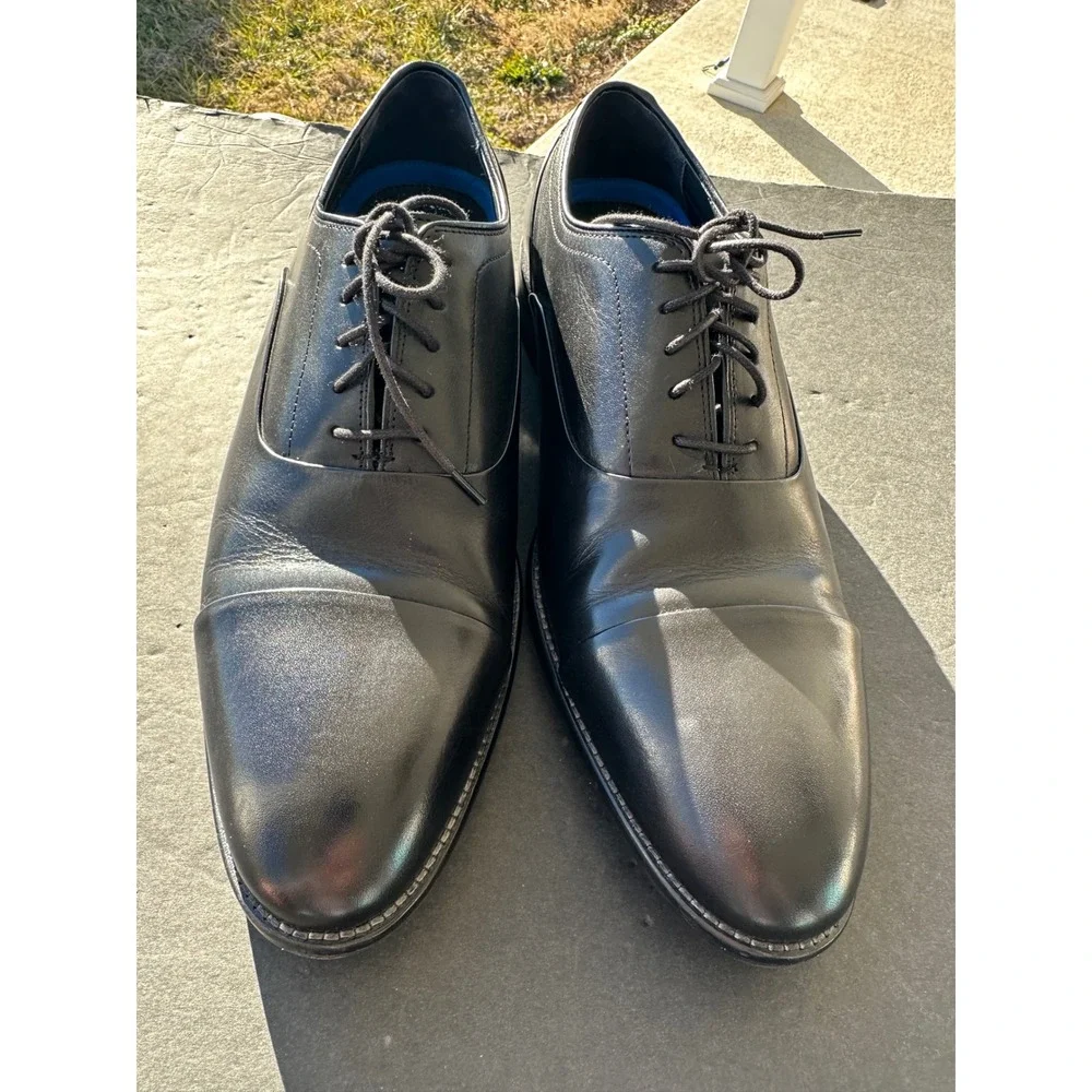 Johnston & Murphy Mens 11.5 M Black Leather Cap Toe Oxford Dress Shoes‎ 25-2455